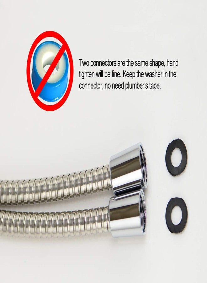 Purelux Shower Hose, 60 Inches Universal Handheld Showerhead Hose Made of Stainless Steel, Polished Chrome Finish - Image 2